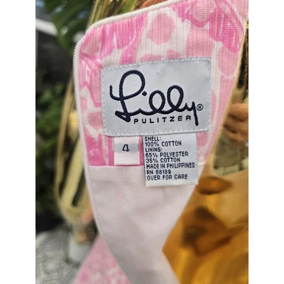 Lilly Pulitzer Krista Shift Dress Women's Pink Jumbo Giraffe Palm, Size 4 - Picture 6 of 6